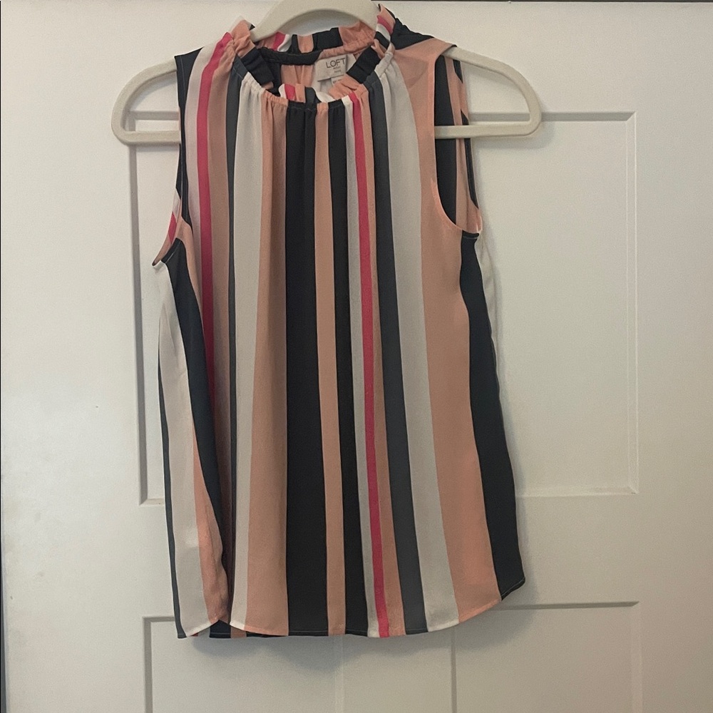 LOFT Multicolor Striped Sleeveless Blouse